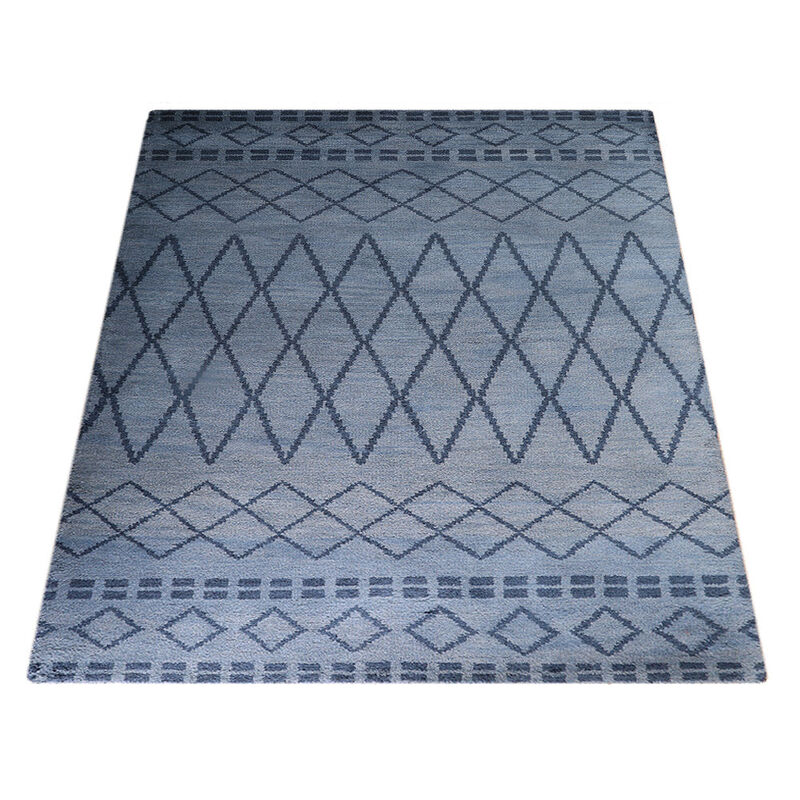 HAND KNOTTED WOOL Geometric AREA RUGS  - Rectangle Shape, Geometric Modern, Medium Pile Handmade Area Rugs for Living Room, Bed Room (N01117) image number 2