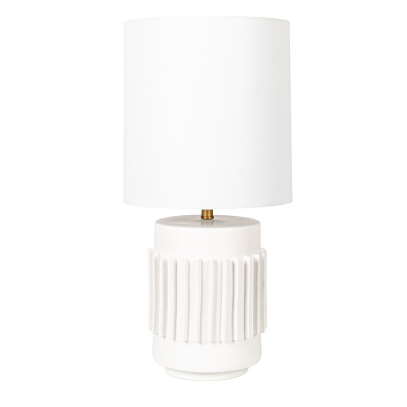 Stoneware Table Lamp with Raised Design, Ivory Glaze image number 3