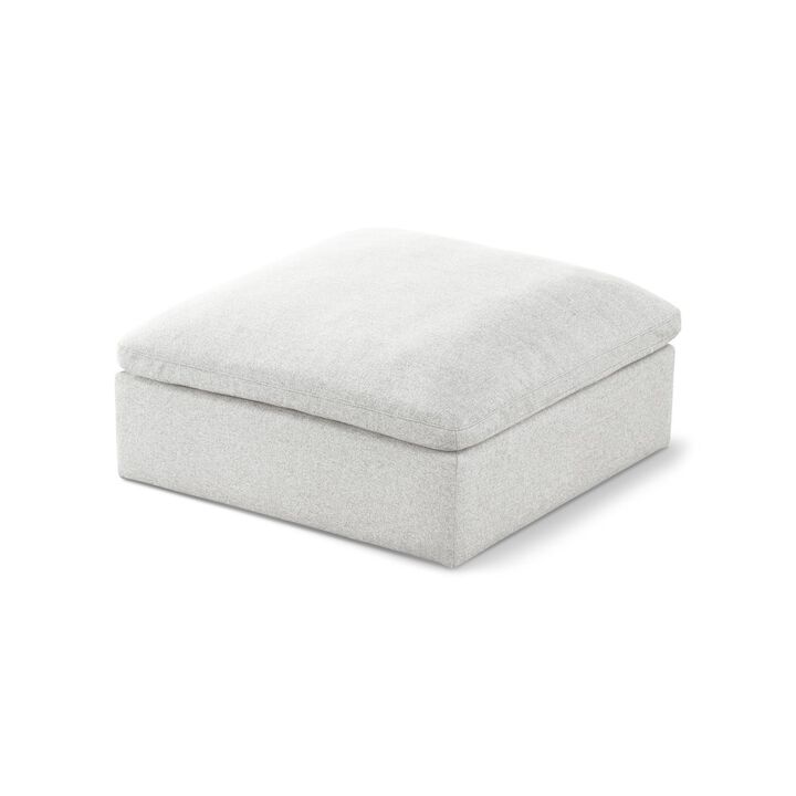 Meridian Furniture Serene Navy Linen Textured Fabric Deluxe Comfort Modular Ottoman