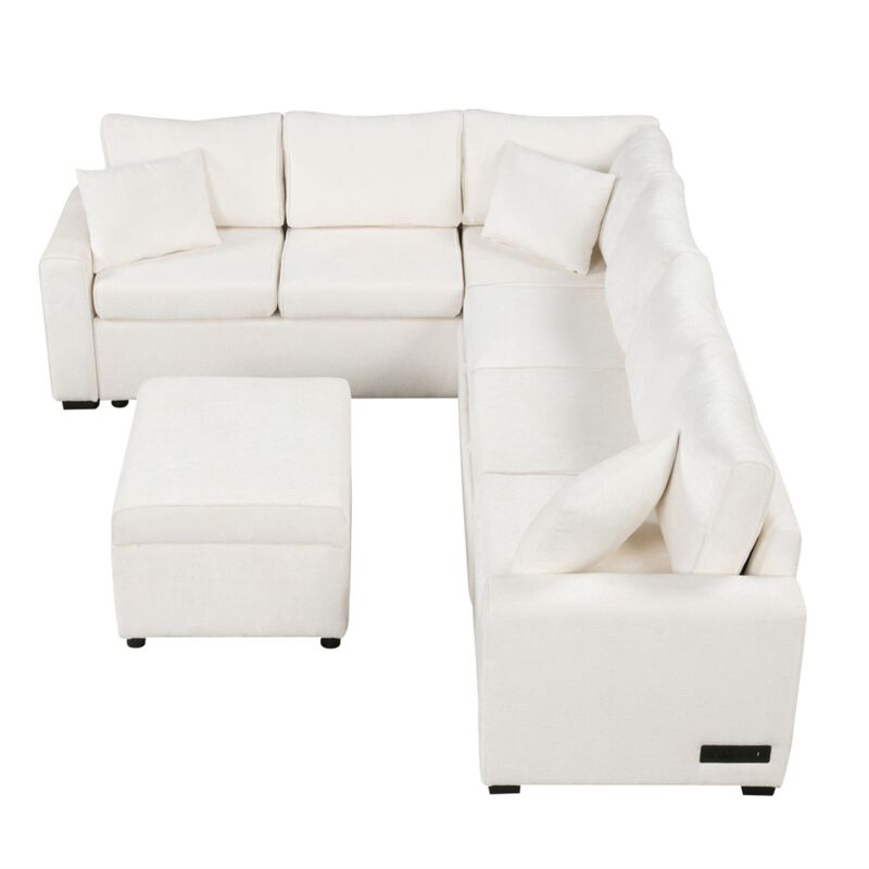 Bimkom U-Shaped Chenille Sectional Sofa image number 7