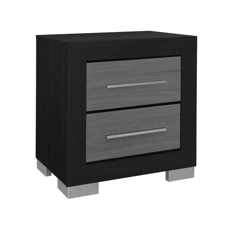 Emma Black Grey Modern Nightstand image number 1