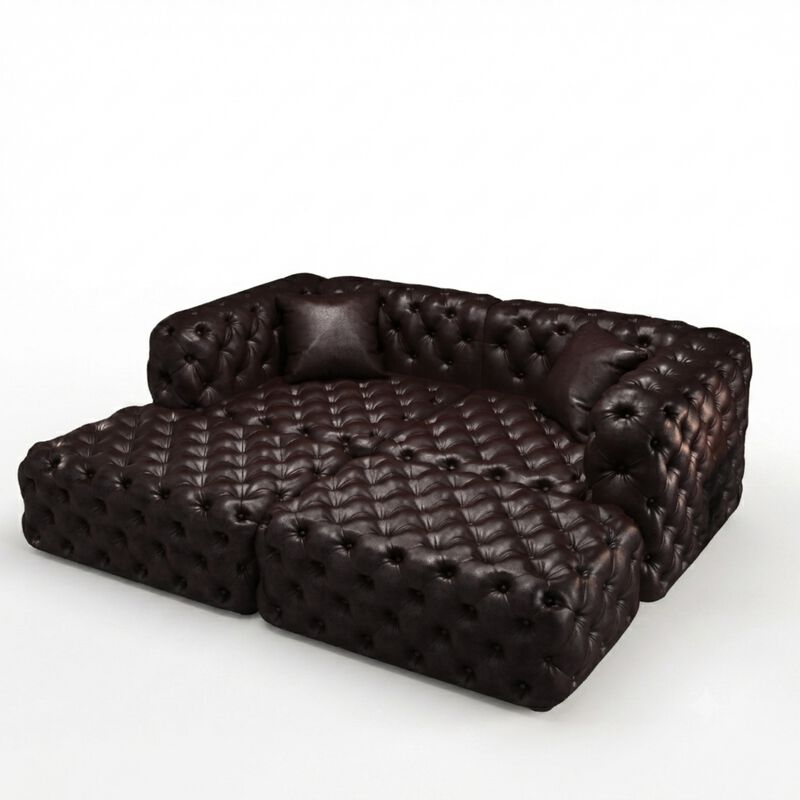 Whisen 77" Modern Modular Sofa with 2 Ottoman, Faux Leather Upholstered, for Living Room image number 0