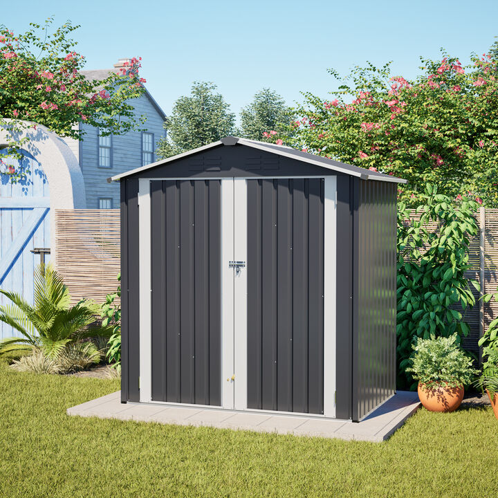 WOW PIONEER Heavy Duty Metal Outdoor Storage Shed with Lockable Door, Waterproof Weather Resistant Tool Storage House for Backyard Patio Lawn Garden