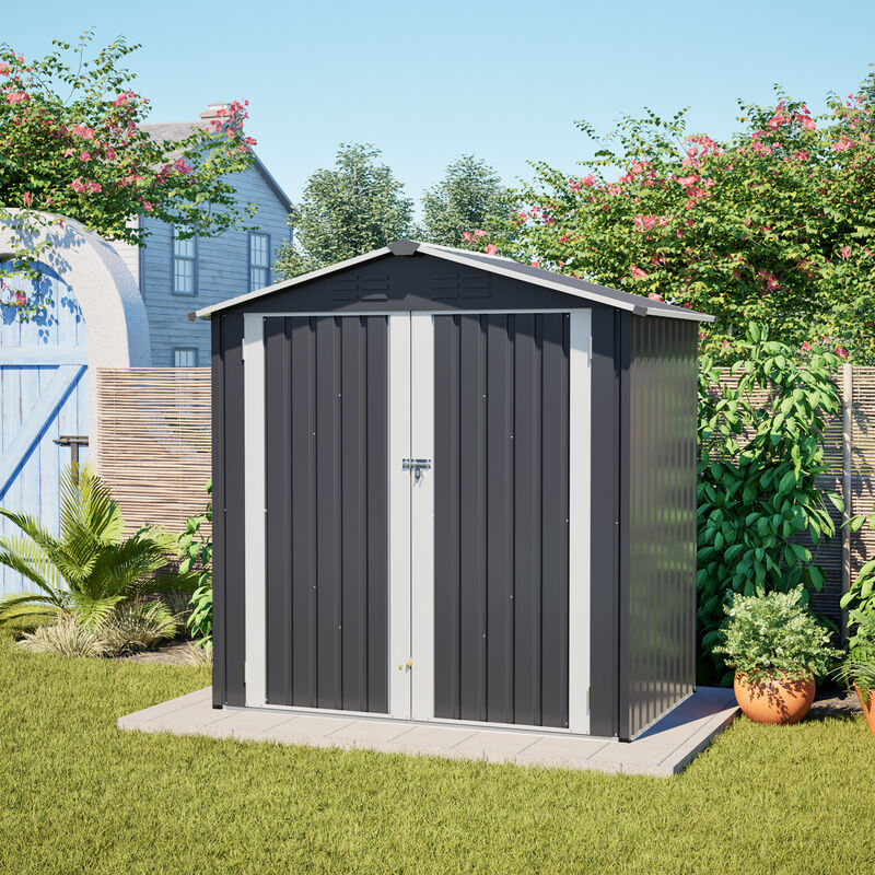 WOW PIONEER Heavy Duty Metal Outdoor Storage Shed with Lockable Door, Waterproof Weather Resistant Tool Storage House for Backyard Patio Lawn Garden image number 1