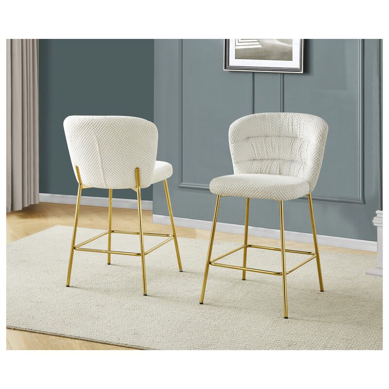 Best Quality Furniture Cream With Gold Base Counter-Height Chairs, Set Of 2