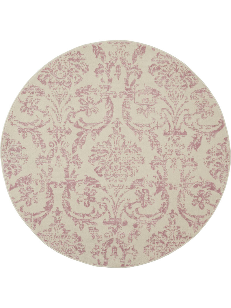 Jubilant JUB09 Ivory/Pink 5'3" x Round Rug
