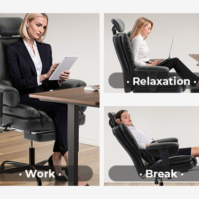 GOODSILO Ergonomic High Back Office Chair with Adjustable Headrest and Lumbar Support for Long Hours Comfort image number 9