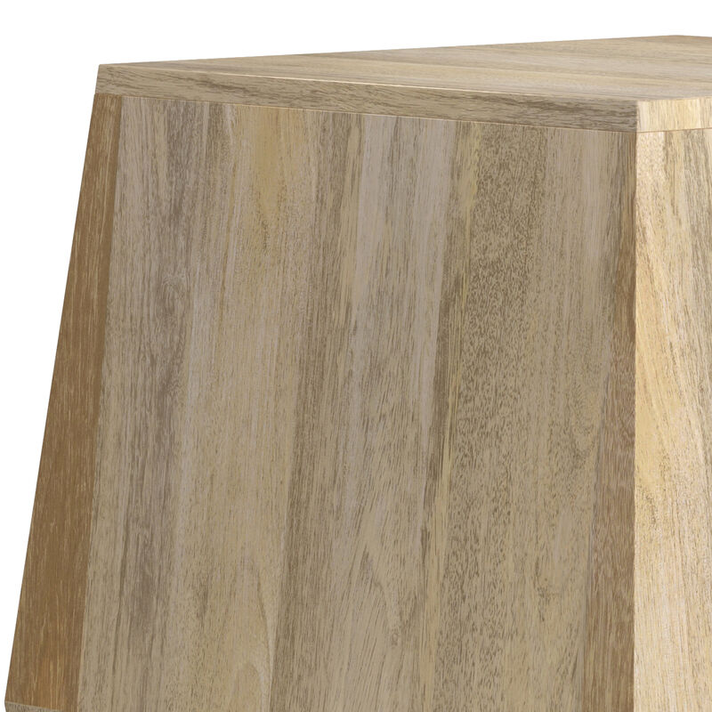 Terry SOLID MANGO WOOD 16 inch Wide Irregular Contemporary Side Table in Natural, Fully Assembled