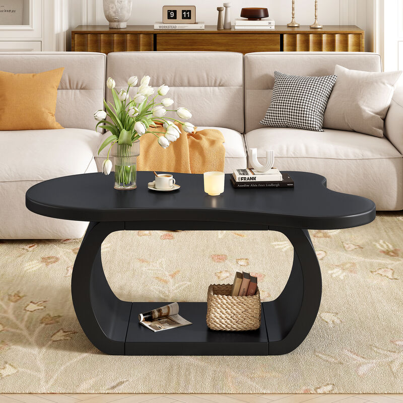 Merax Modern Cloud Coffee Table with 1.5" Thick Tabletop