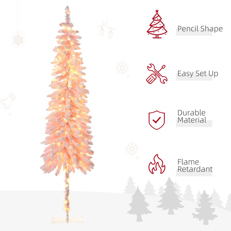 BreeBe 7FT Pre-Lit Pencil Christmas Tree with Downswept Branches image number 3