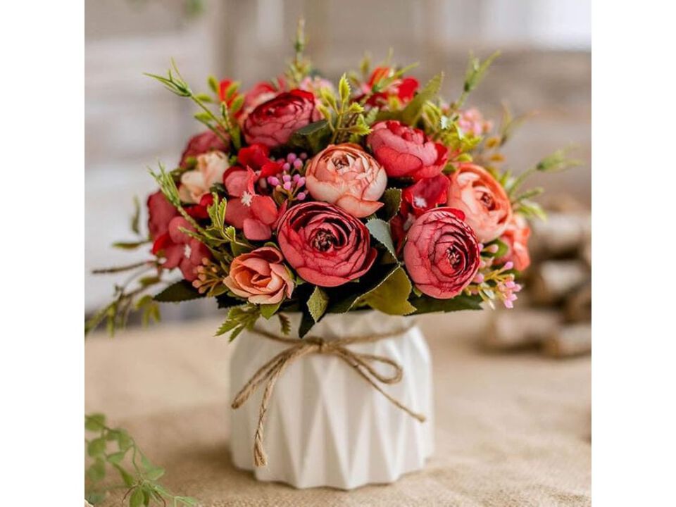 Red Artificial Rose Flower Stems Vase Filler Flowers Flowers