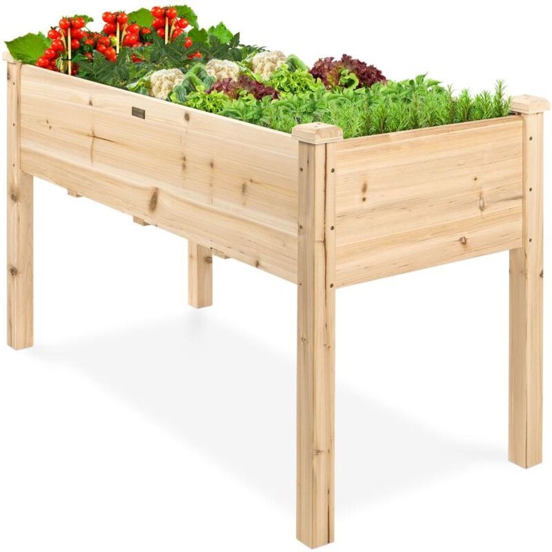 QuikFurn Farmhouse Wood 48x24x30in Raised Garden Bed Elevated Garden Planter Stand image number 1