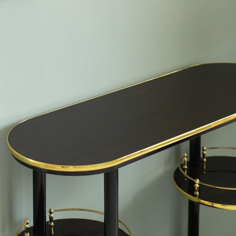 Set of 2 Pieces, Bartender Serving Display Station, Bar Console Working Counter with Open Shelves, Bar Console Island with Tier Shelves for Glass and Bottles, Wood, White