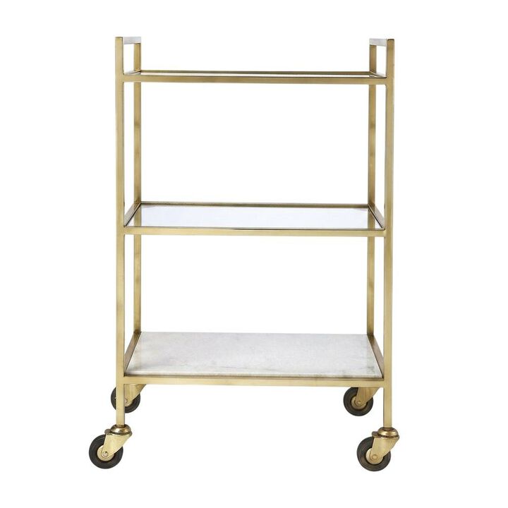 Starlight Canyon Home Modern Bar Cart with Distressed Finish, Contemporary Serving Cart for Home Bar