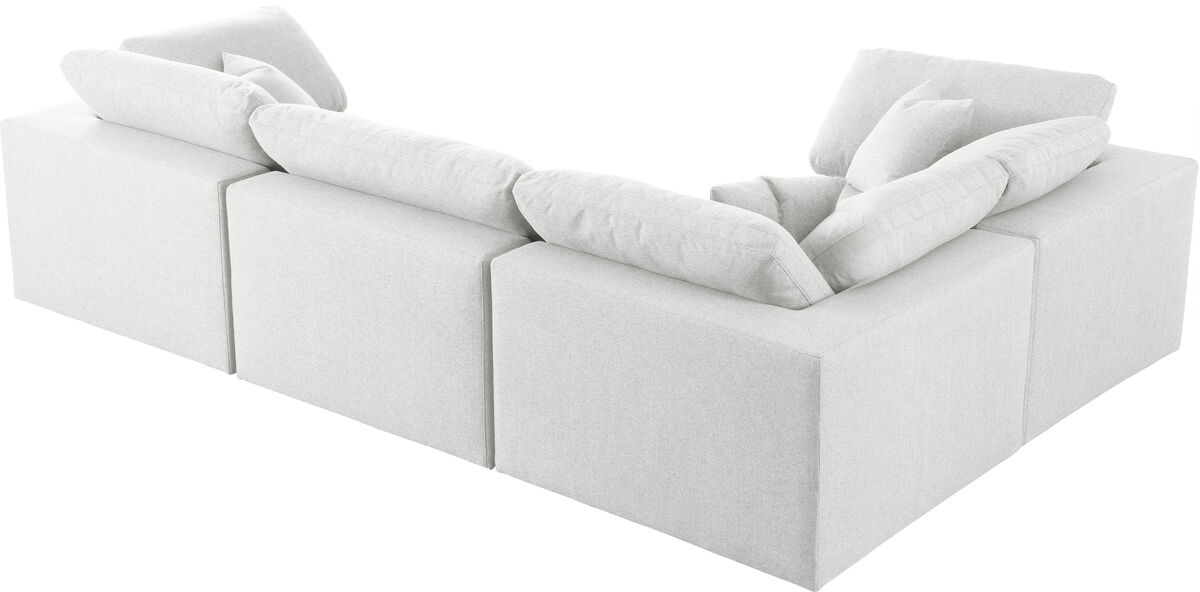 Meridian Furniture Serene Cream Linen Textured Fabric Modular Sectional