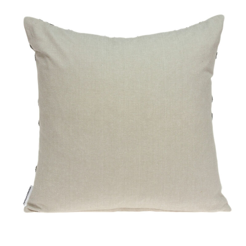 HomeRoots 20" Beige and Gray Diamond Cotton Throw Pillow With Embroidery image number 2