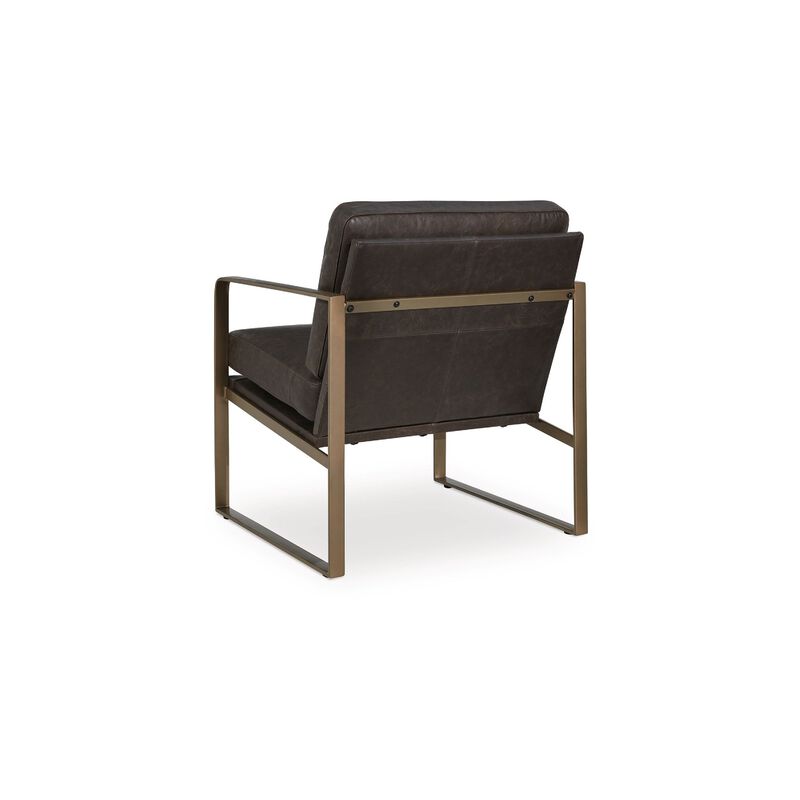 Bary Accent Chair, Dark Brown Top Grain Leather Cushions, Gold Metal image number 4