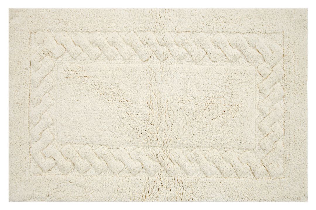 Knightsbridge Chain Bath Rug Cotton Non Skid Back - 20x30", Ivory