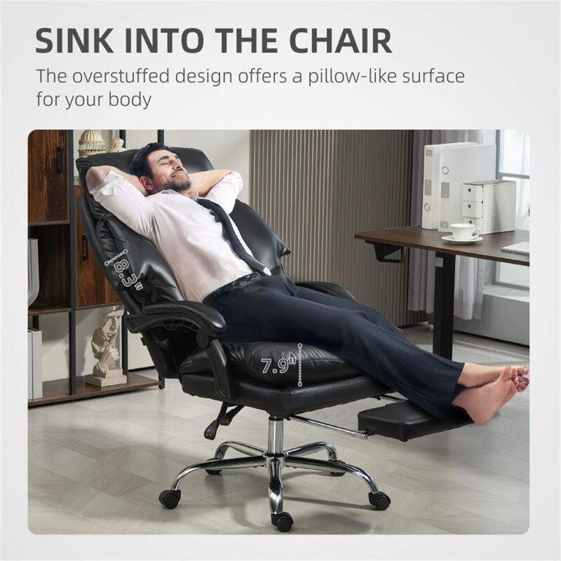Ergonomic Massage Office Chair with Armrests and Reclining Tilt Function