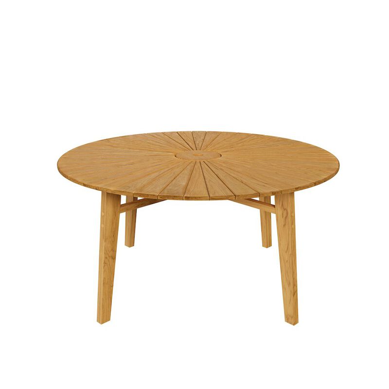 Cielo 59" Sunburst Outdoor Patio Teak Dining Table image number 4