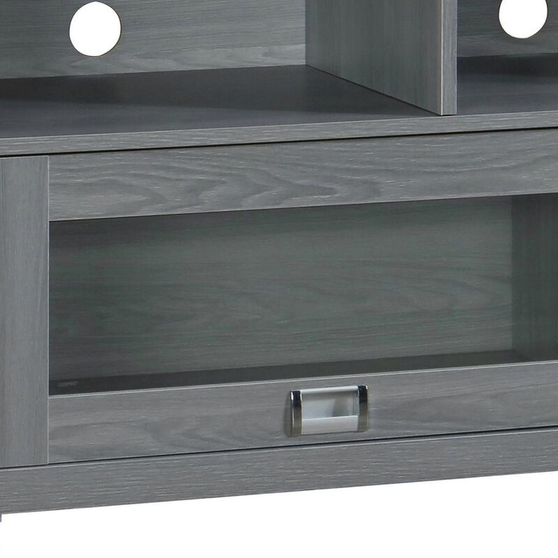 HomeRoots 57" Gray Wood Enclosed and Open Storage TV Stand image number 4