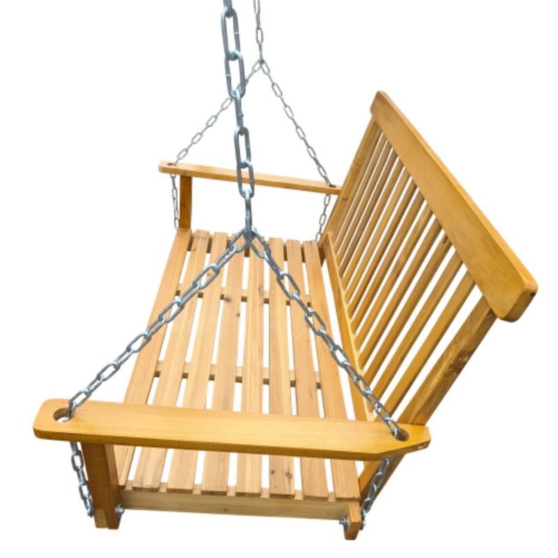 Hivvago Porch Swing with Armrests and Chains image number 6