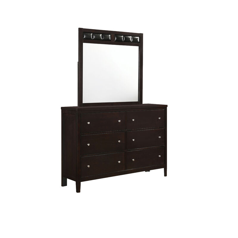 Vida 4pc Full Size Bedroom Set, Brown Faux Leather Upholstery, Dresser image number 4
