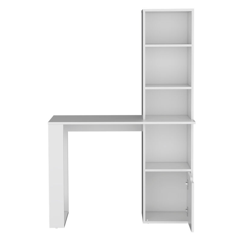 HomeRoots 39" White Wood Pedestal Computer Desk image number 0