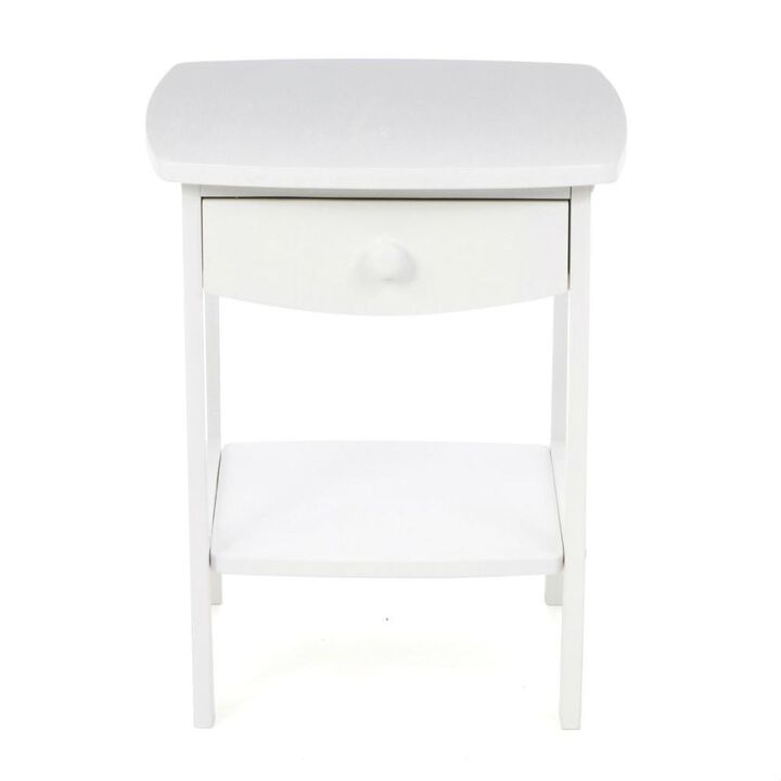 White Wood Contemporary 1-Drawer Bedside Table Nightstand