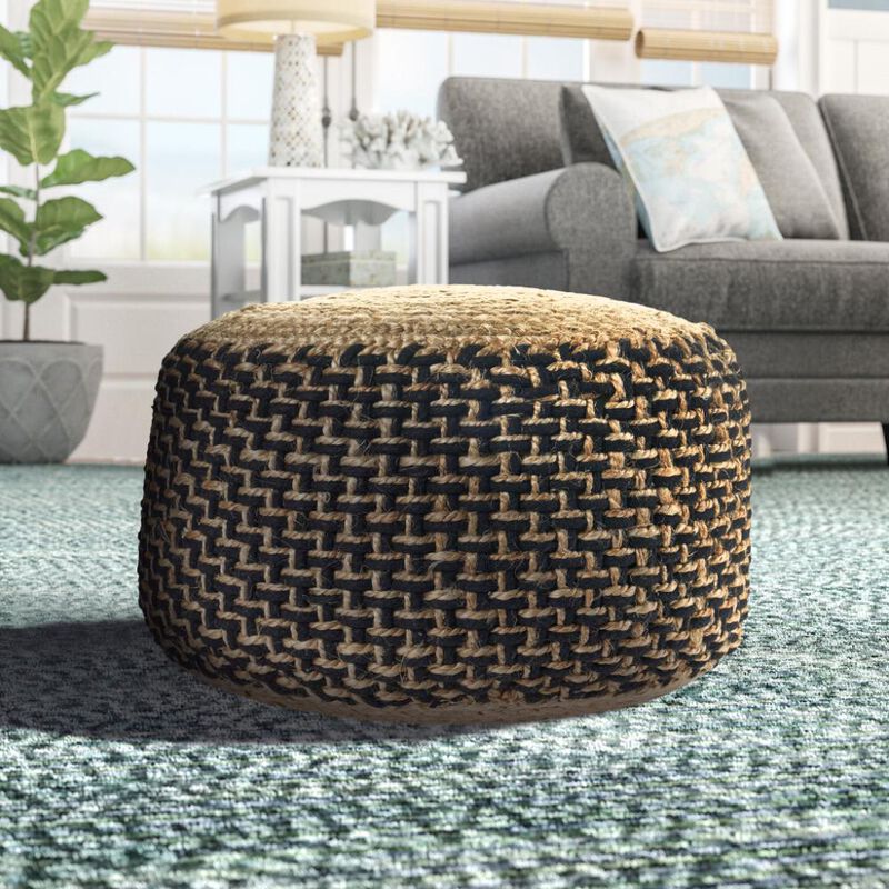Hivvago 18 Inch Tan Jute Ottoman