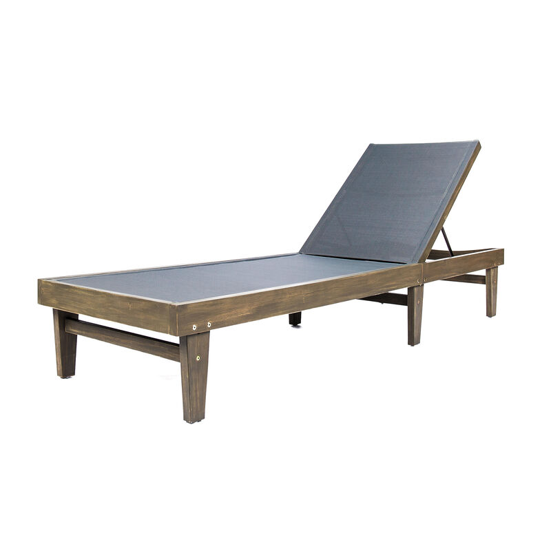 Merax Wood Frame Outdoor Mesh Chaise Lounge