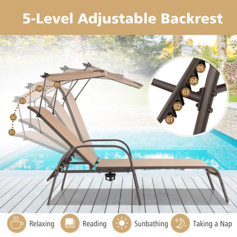 Hivvago Patio Heavy-Duty 5-Level Adjustable Chaise Lounge Chair