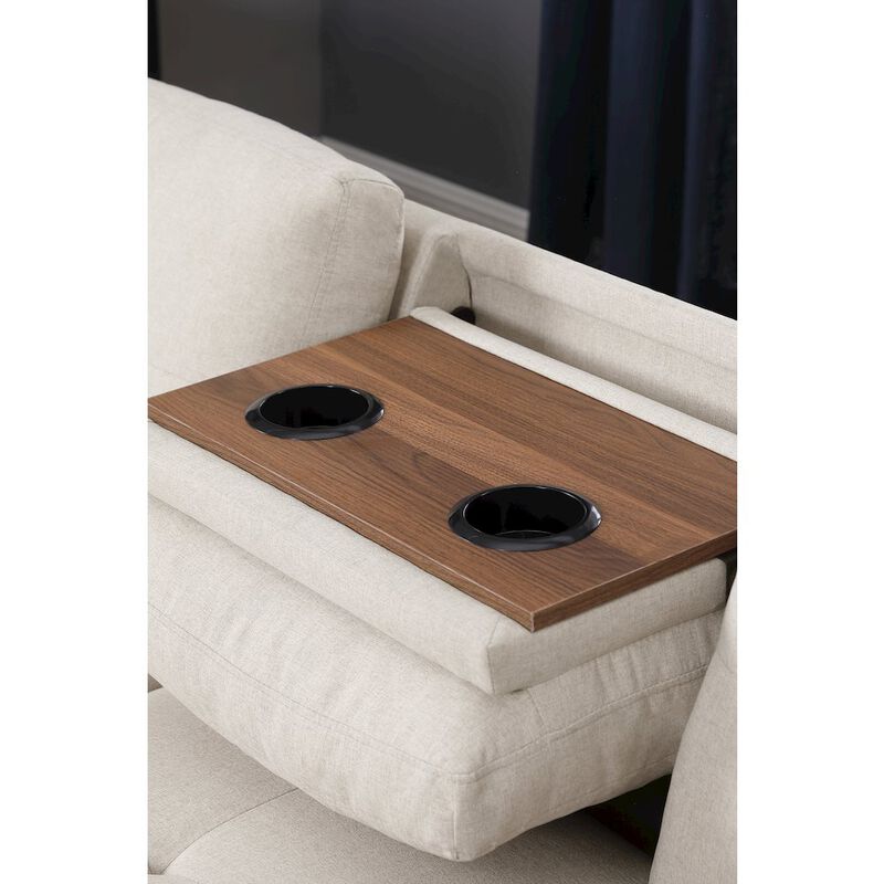 Devion Furniture Polyester Fabric Sectional Sofa with Ottoman-Beige