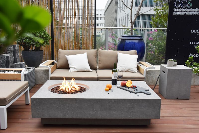 Elementi Metroplis Concrete Outdoor Patio Fire Pit Table image number 4