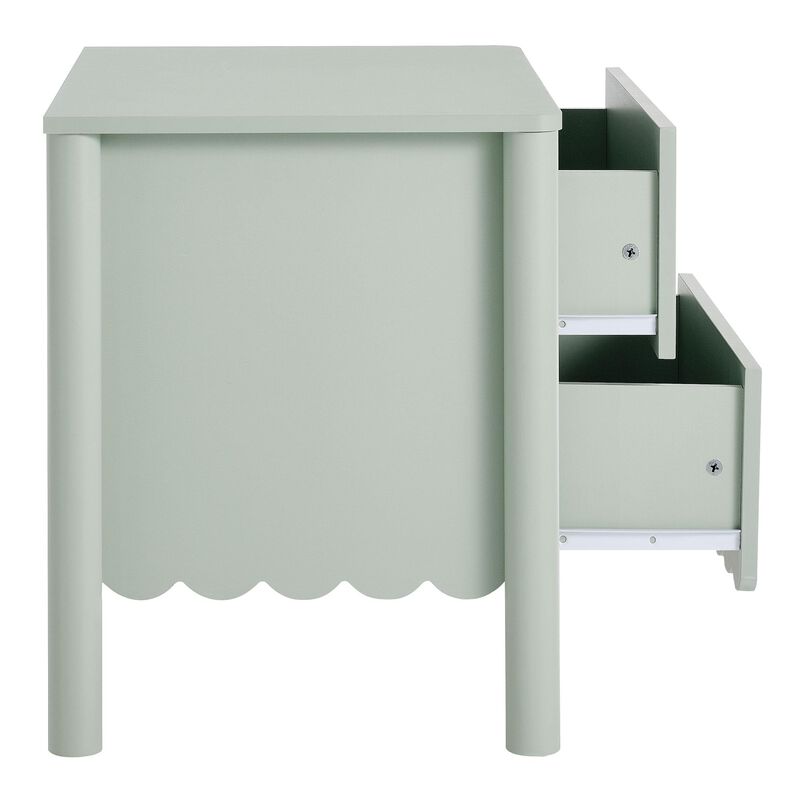 Modway Emmeline Scalloped 2-Drawer Nightstand in Sage image number 6