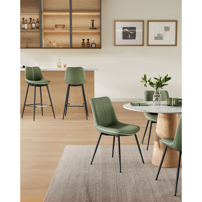 Set of 2 Bar Height Stools &ndash; Modern Tall Chairs with Back Support & Sturdy Base for Home Bar or Countertop