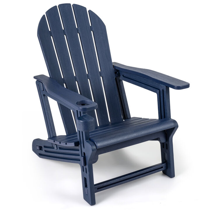 Outdoor HDPE Adirondack Chair Cup Holder Wooden Texture Design for Patio Seating
