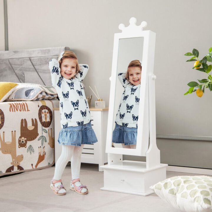 Hivvago 2-in-1 Kids Play Jewelry Armoire with Full Length Mirror and Drawers