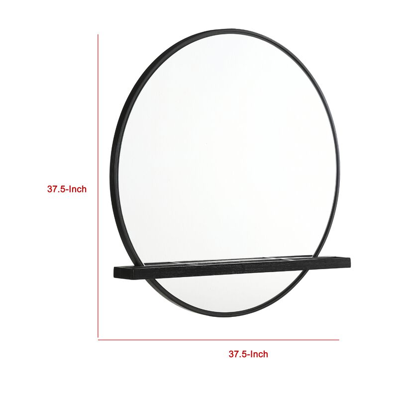 Fij Oval Dresser Mirror, Black Wood Frame, Felt-lined Tray, 38 Inch