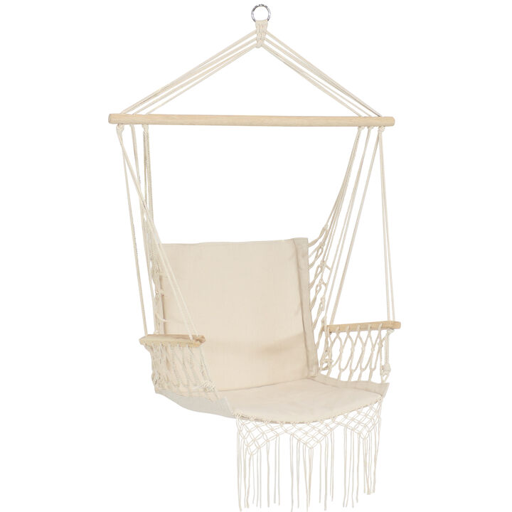 Sunnydaze Polycotton Padded Hammock Chair with Spreader Bar - Natural