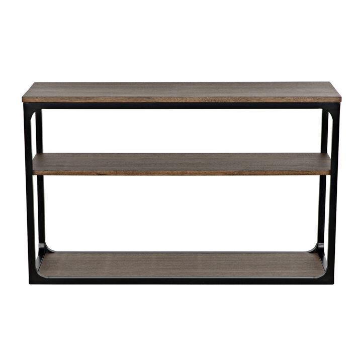 Novie Console, Small, Black Steel with Dark Walnut