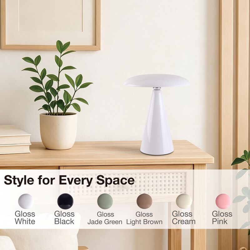 Beacon Lighting Kinoko II Cordless 2-in-1 Rechargeable LED Table & Wall Lamp, CCT Dimmable, Gloss image number 6