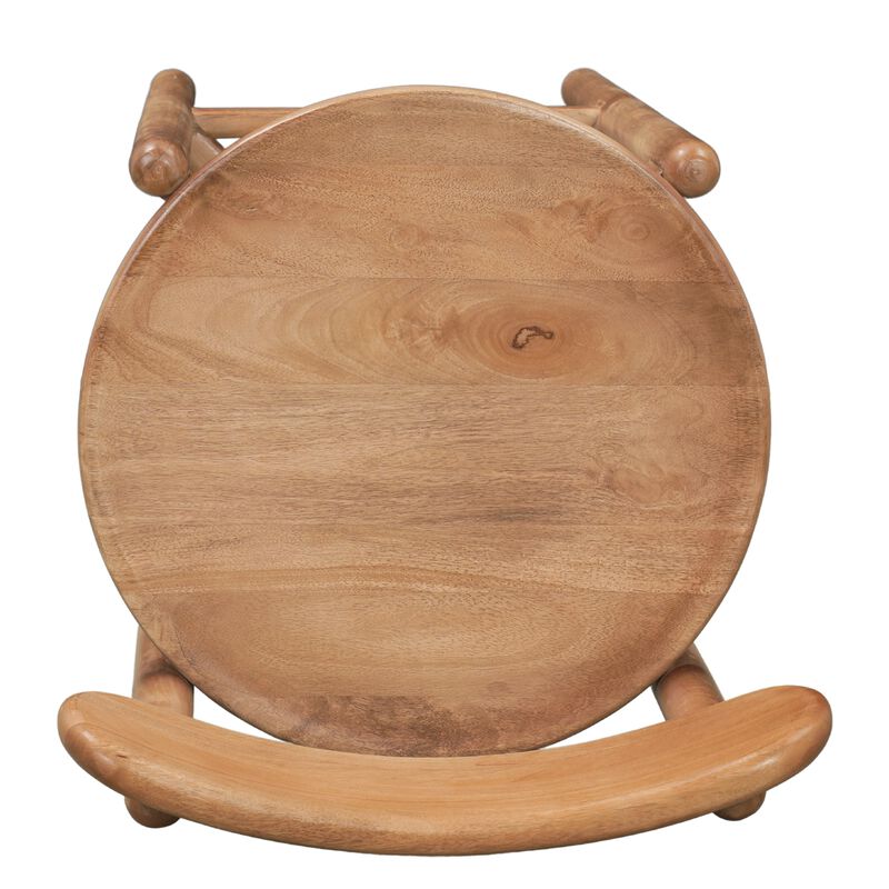 Maona Counter Stool Chair with Round Seat, Curved Open Back, Natural Brown Mango Wood image number 4