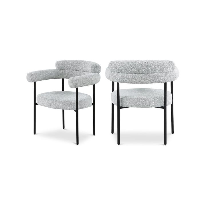 Meridian Furniture Blake Grey Boucle Fabric Dining Chair, Set of 2
