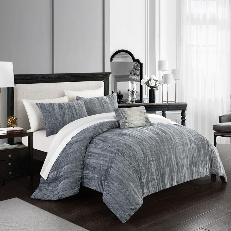 Chic Home Westmont 8 Piece Comforter Set Crinkle Crushed Velvet Bed in a Bag Bedding - Sheet Set Decorative Pillow Shams Included
