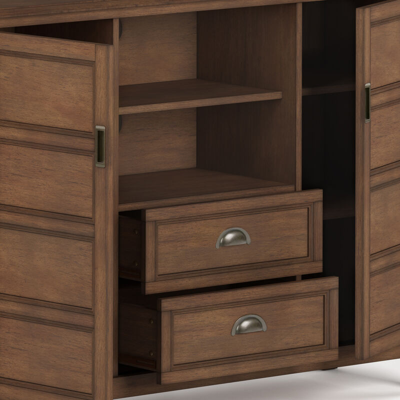 Burlington SOLID WOOD 54 inch Wide Transitional TV Media Stand in Rustic Natural Aged Brown For TVs up to 60 inches