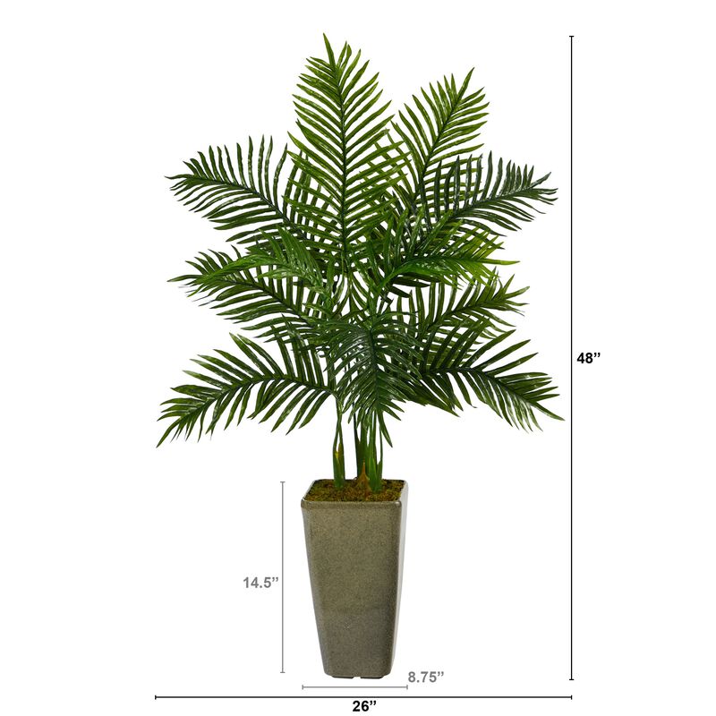 HomPlanti 4 Feet Areca Palm Artificial Tree in Green Planter (Real Touch) image number 2