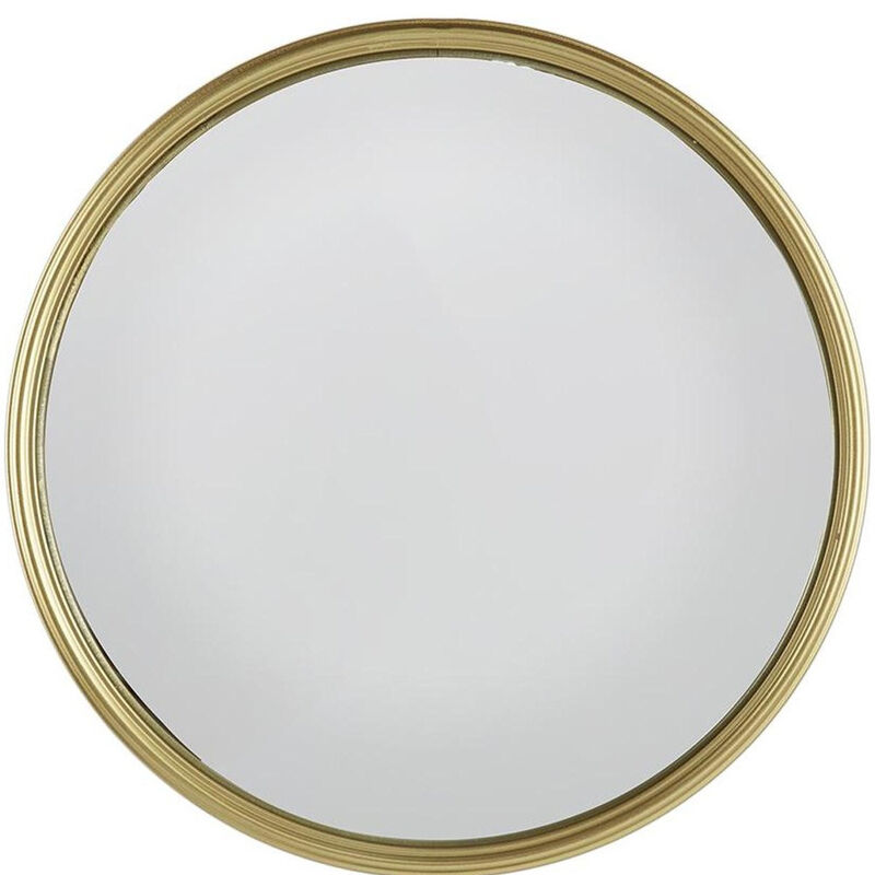 HomeRoots 15" Gold Round Iron Textured Framed Accent Mirror image number 2