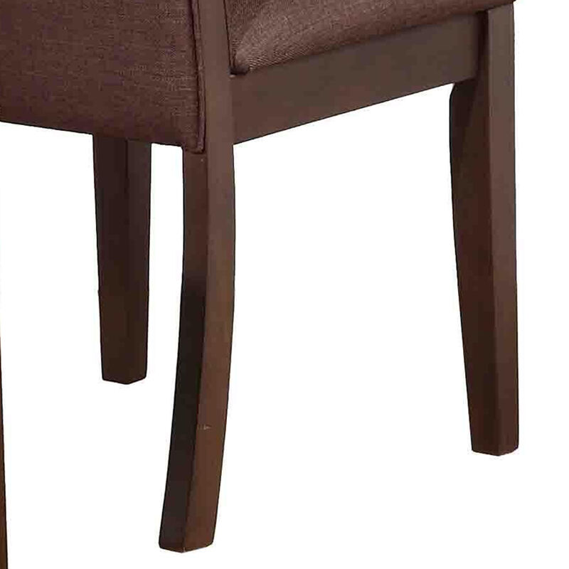 Upholstered Wooden Dining Side Chair, Brown , Set of 2-Benzara