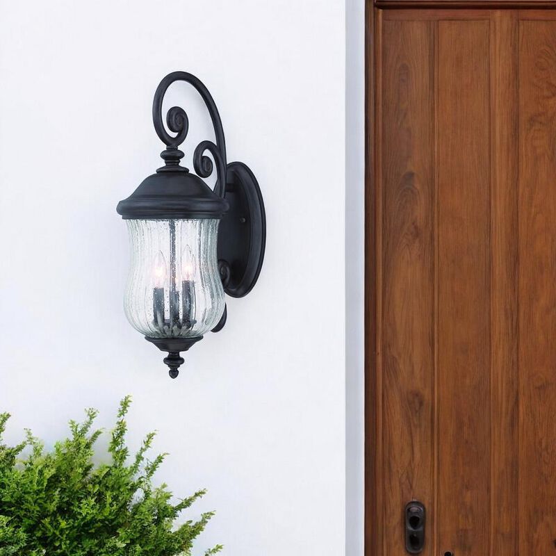 Hivvago Three Light Matte Black Urn Shaped Wall Light